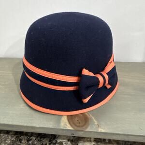 Janie & Jack Bow Cloche Wool Felt Hat in Blue Size 4-5 Years